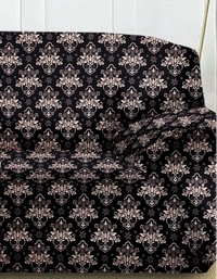 Black Colour 3d Printed 2 Seater Elastic Strechable Sofa Cover SlipCover For Living Room and Room - Single Seater, Black, Polycoton, 3dPrinted, Multipack 1